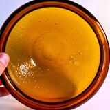 Vintage amber blown glass bowl - decorative bubbles