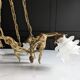 Vintage chandelier with cherubs and frosted glass flowers.