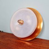 Plafonnier Art Déco en cuivre et verre dépoli, 1930