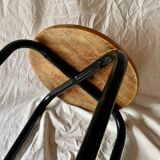 Vintage industrial stool in wood and metal