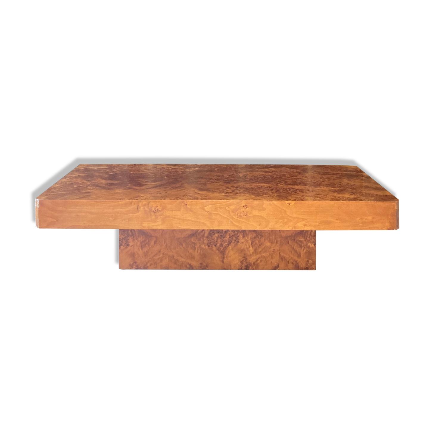 Vintage coffee table in elm magnifying glass