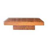 Vintage coffee table in elm magnifying glass