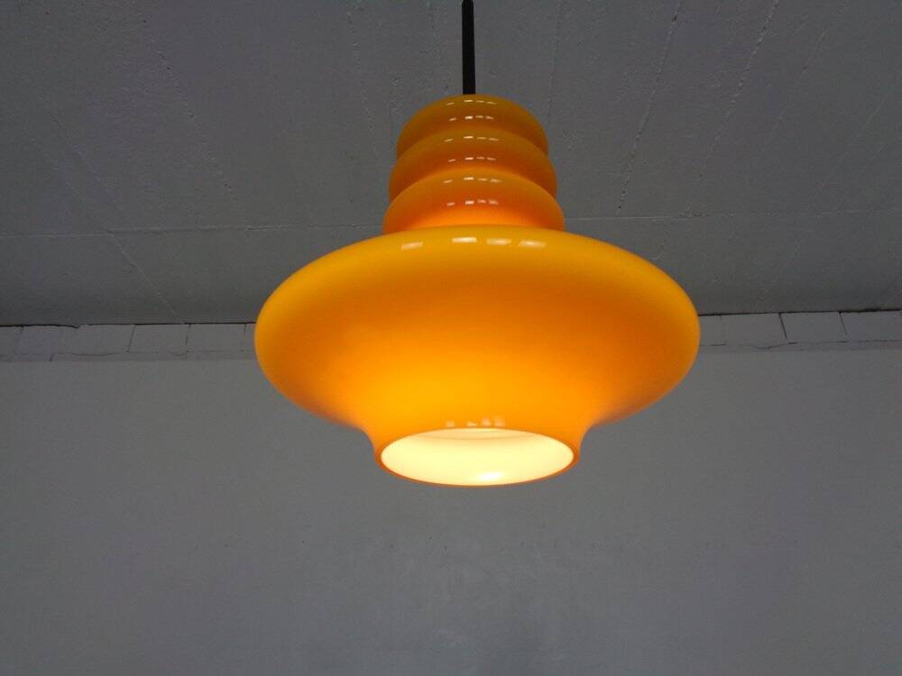 Orange glass ceiling light from Doria, Germany, 1960s.