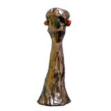 Handmade chrome candlestick with inlaid stones