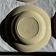 Set of 12 beige, pink, and blue deep plates from Digoin Sarreguemines, vintage.
