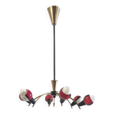 Chandelier with 6 lights in Stilnovo style and Murano glass - 1950s