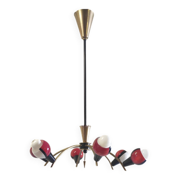 Chandelier with 6 lights by Stilnovo and Murano glass - 1950s