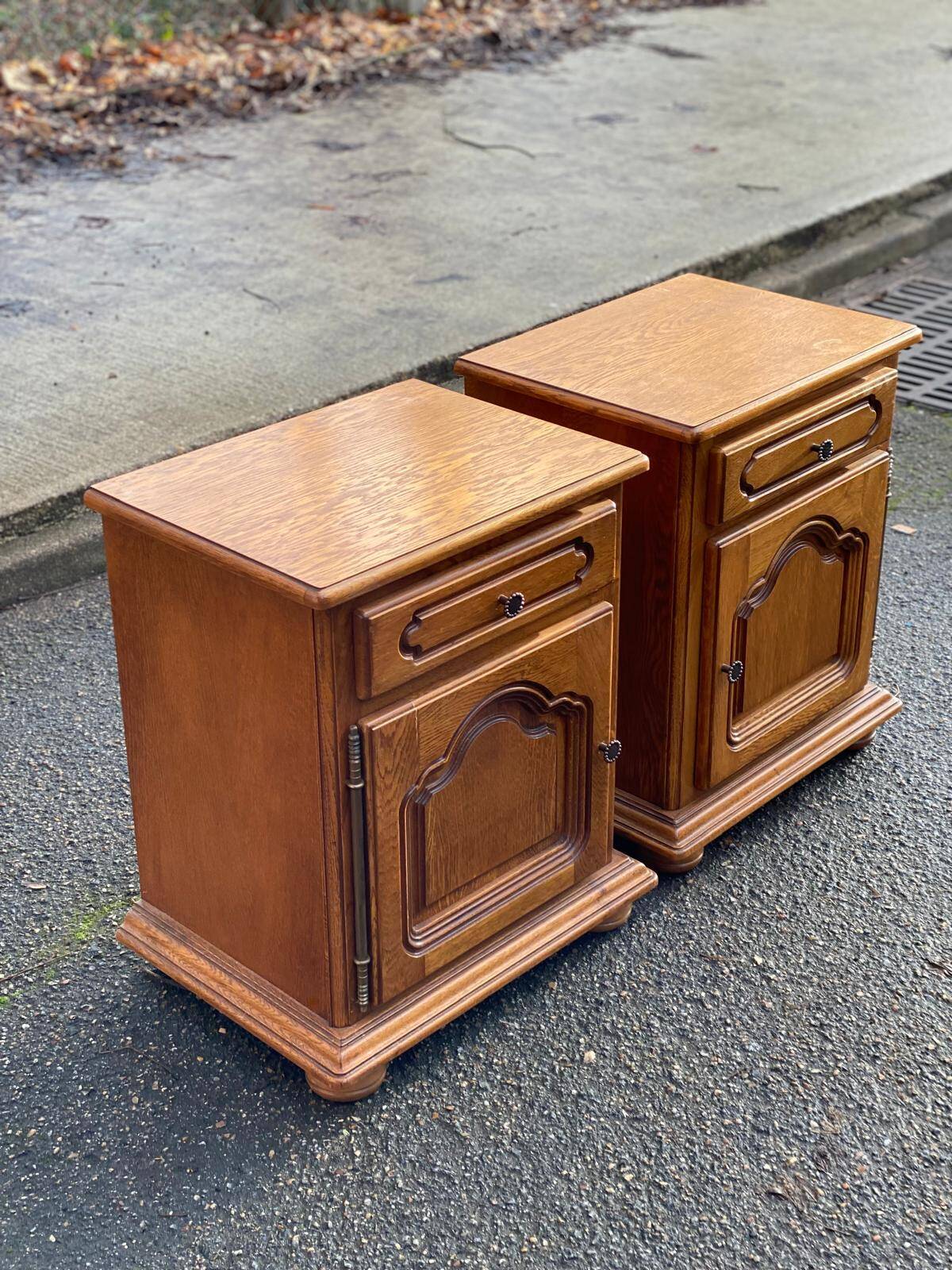 2 Louis XIV bedside tables made of wood from the 20th century.