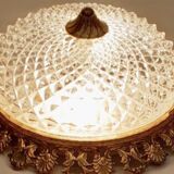 Round ceiling or wall light, in glass from the 70s, vintage.