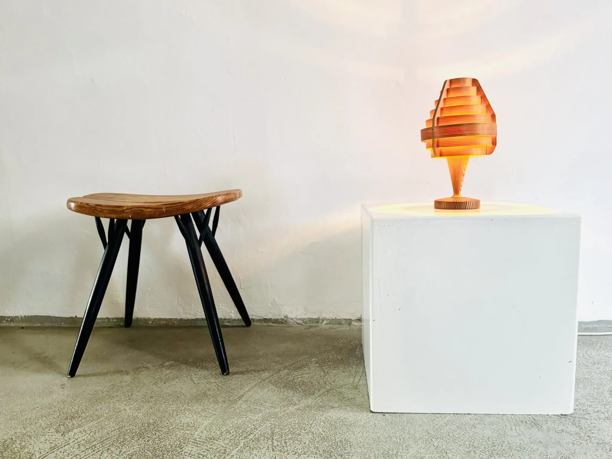 Model B-119/1 Pine Veneer Conical Table Lamp By Hans-Agne Jakobsson For Ab Markaryd, Sweden 1960S