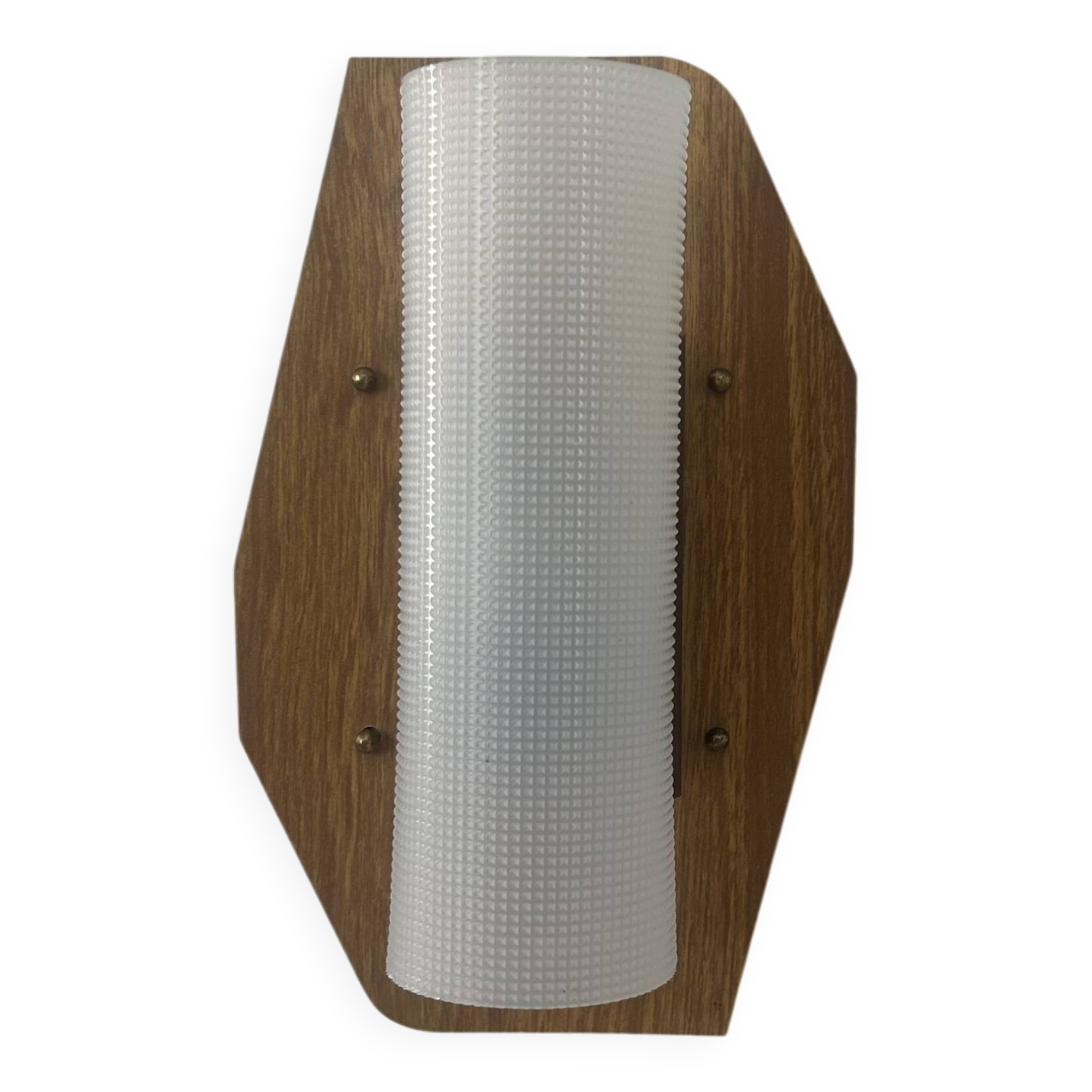 Vintage wall lamp, teak, brass and perspex, France 1960