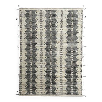 Tapis fait main de style marocain moderne. 100 % laine naturelle. Options personnalisées disponibles.