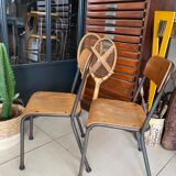 Pair of wooden and metal children's chairs