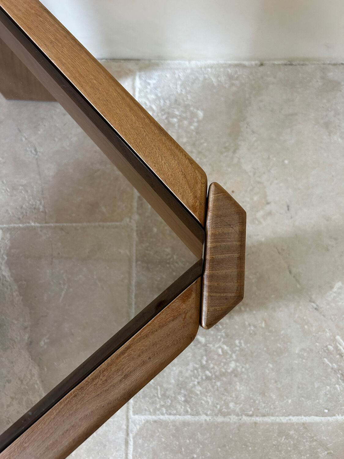 Wood and smoked glass coffee table