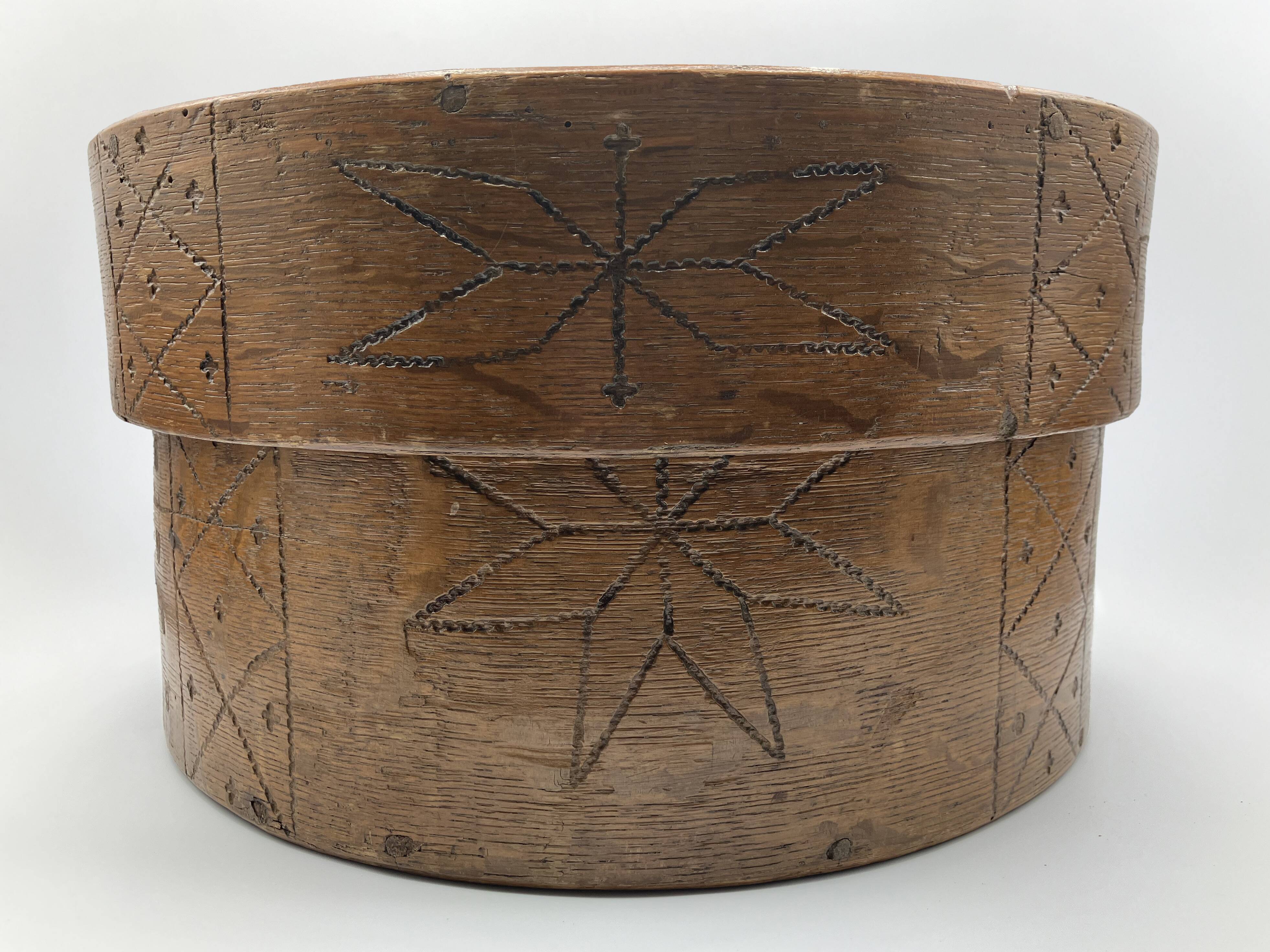 Antique Swedish Bentwood Box with Lid • Folk Art