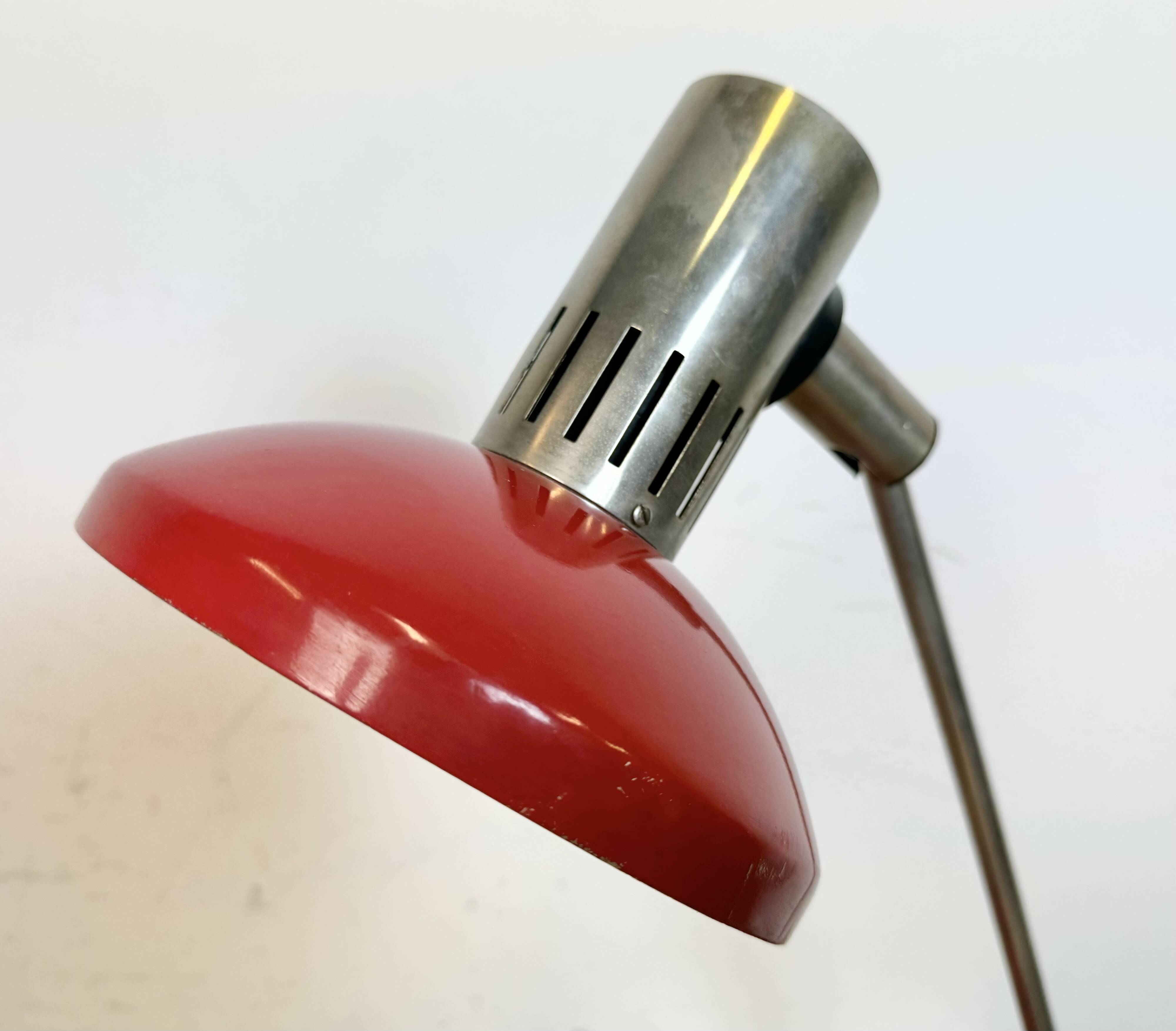 Vintage red east german table lamp from aka leuchten, 1970s