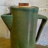 Green emailed sandstone teapot