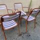 4 Chaises style tolix vintage -en métal et bois. 1950s. Vintage français. - jolie patine - intérieur ou extérieur couvert - peinture