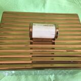Art Deco gold metal glass cookie box