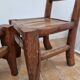 Pair of solid wood and bamboo chairs, brutalist style, 90 cm