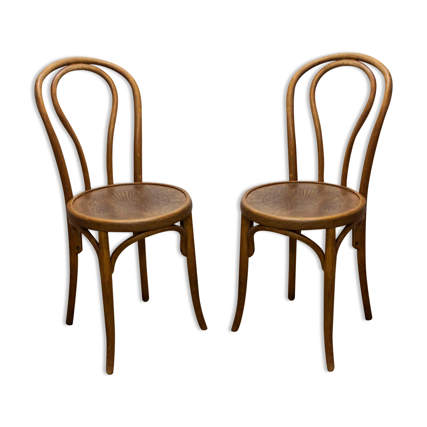 Pair of bistro chairs Fischel 1930 curved wood