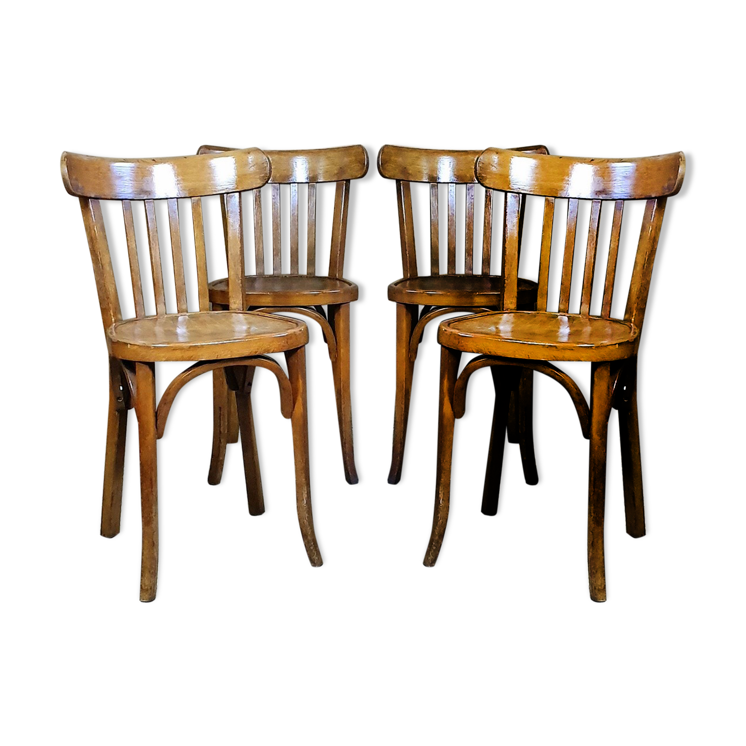 Set 4 chairs Baumann No.108 50s