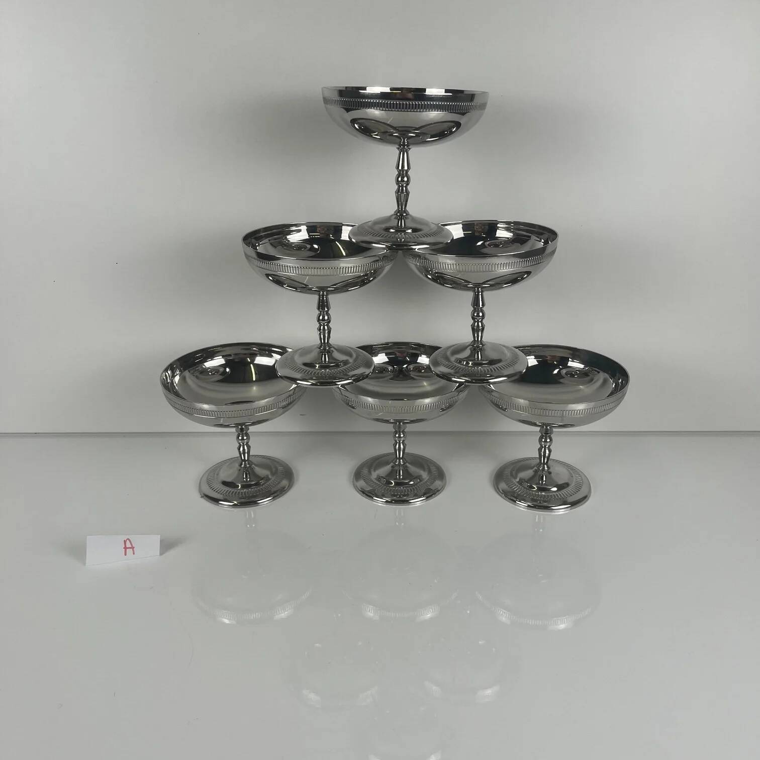 Set of 6 metal ice cream bowls, 1970 - Model A