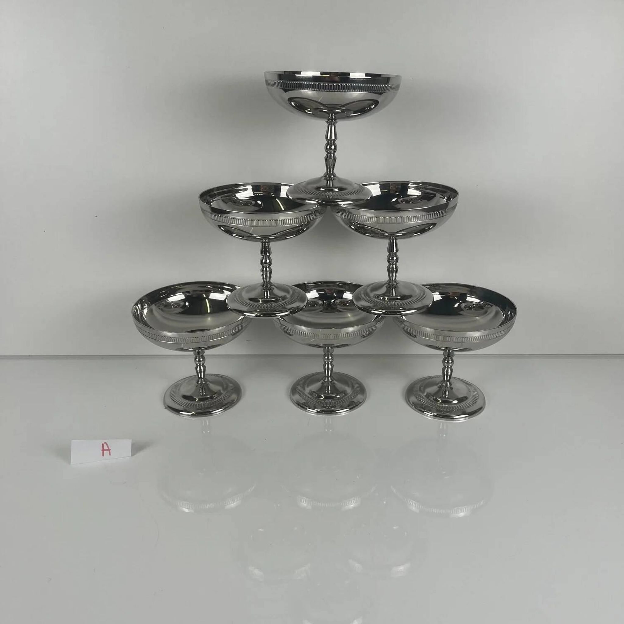 Set of 6 metal ice cream bowls, 1970 - Model A