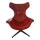 Ensemble fauteuil et ottoman en cuir rouge Poltrona Frau modèle Regina II