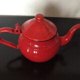 Red enamel teapot