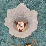 Lampe chevet cristal tulipe rose pâte de verre ancien