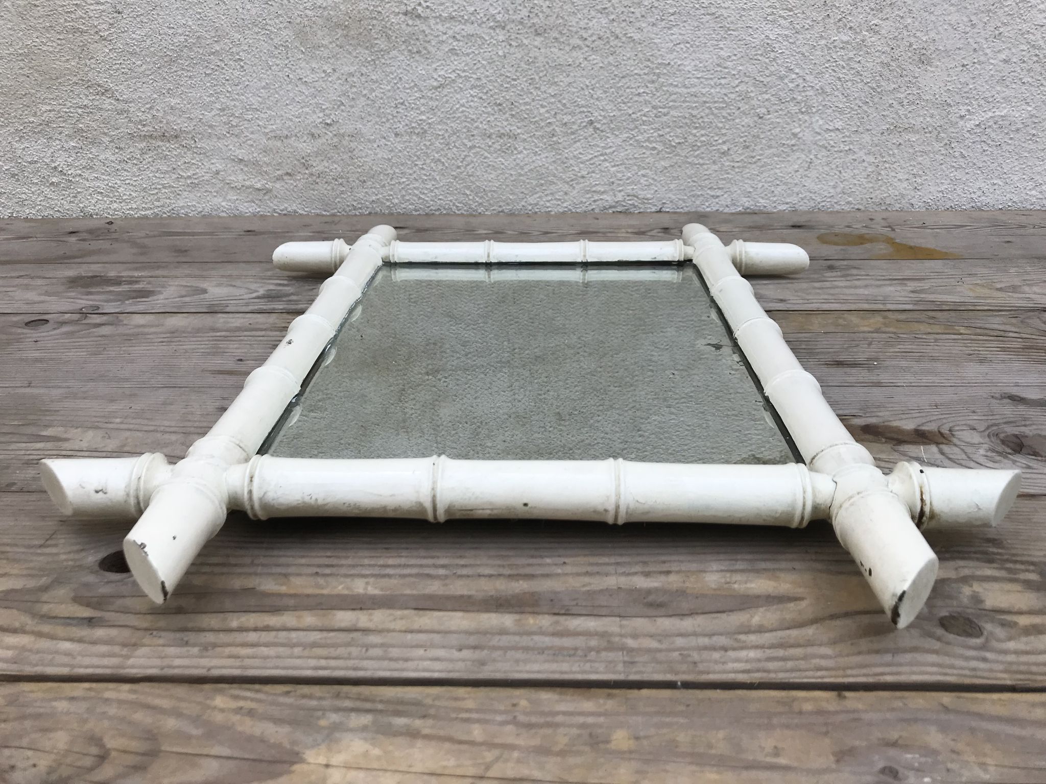 Mirror old wood bamboo 60s - 53x44cm