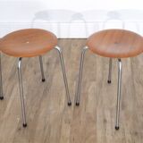Pair of Danish teak and metal stools 1960