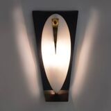 Vintage wall sconces in opaline glass and brass, 1950s, set of 2.