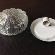 Plafonnier rond en verre bullé  / vintage années 60-70