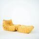 Togo Chair and Pouf Set in Yellow Tweed