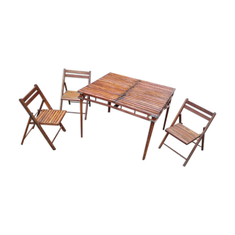 Wooden suitcase table for picnic - 1950