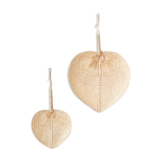 Set of two rattan bamboo wall fans