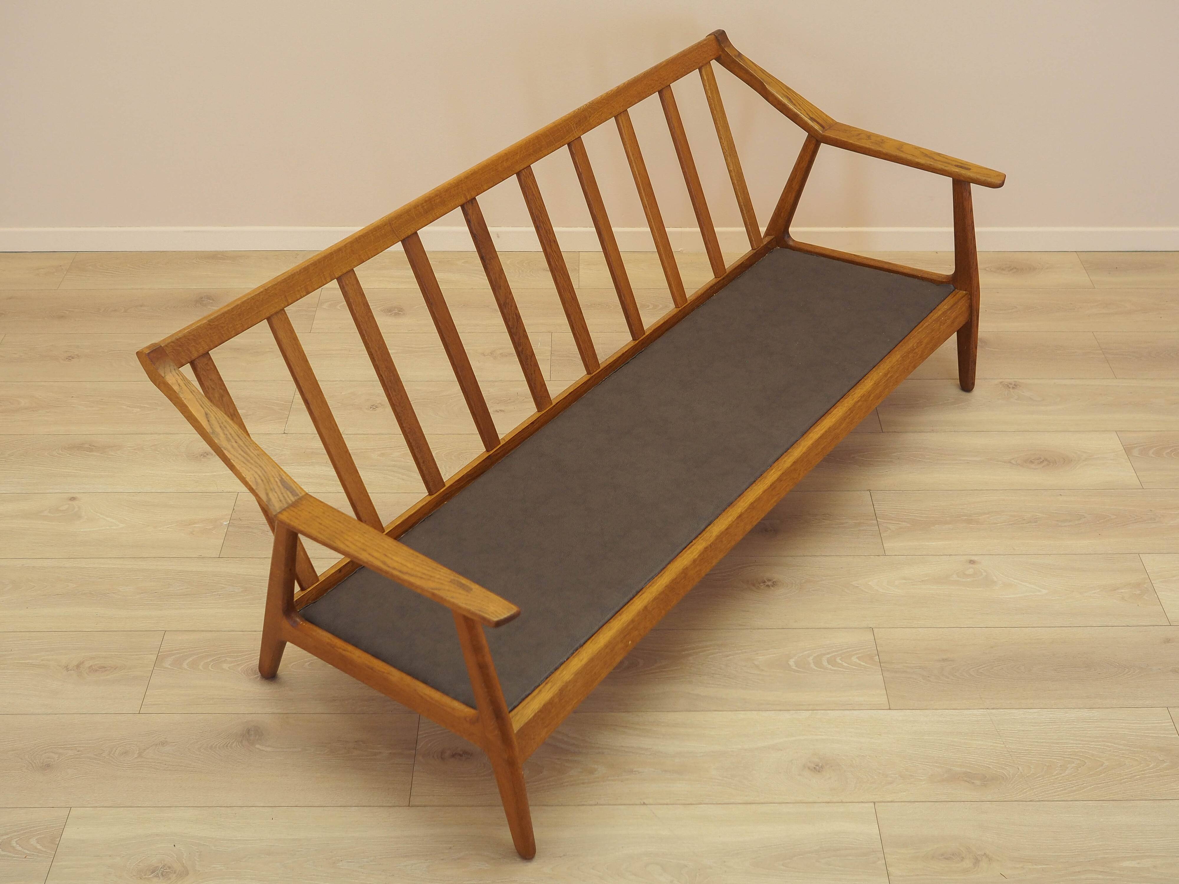 Oak leather sofa by Brockmann Petersen, Danish design 1970s