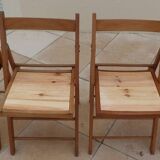 4 chaises en bois vintage vernis Pliables dessus totalement restaurées