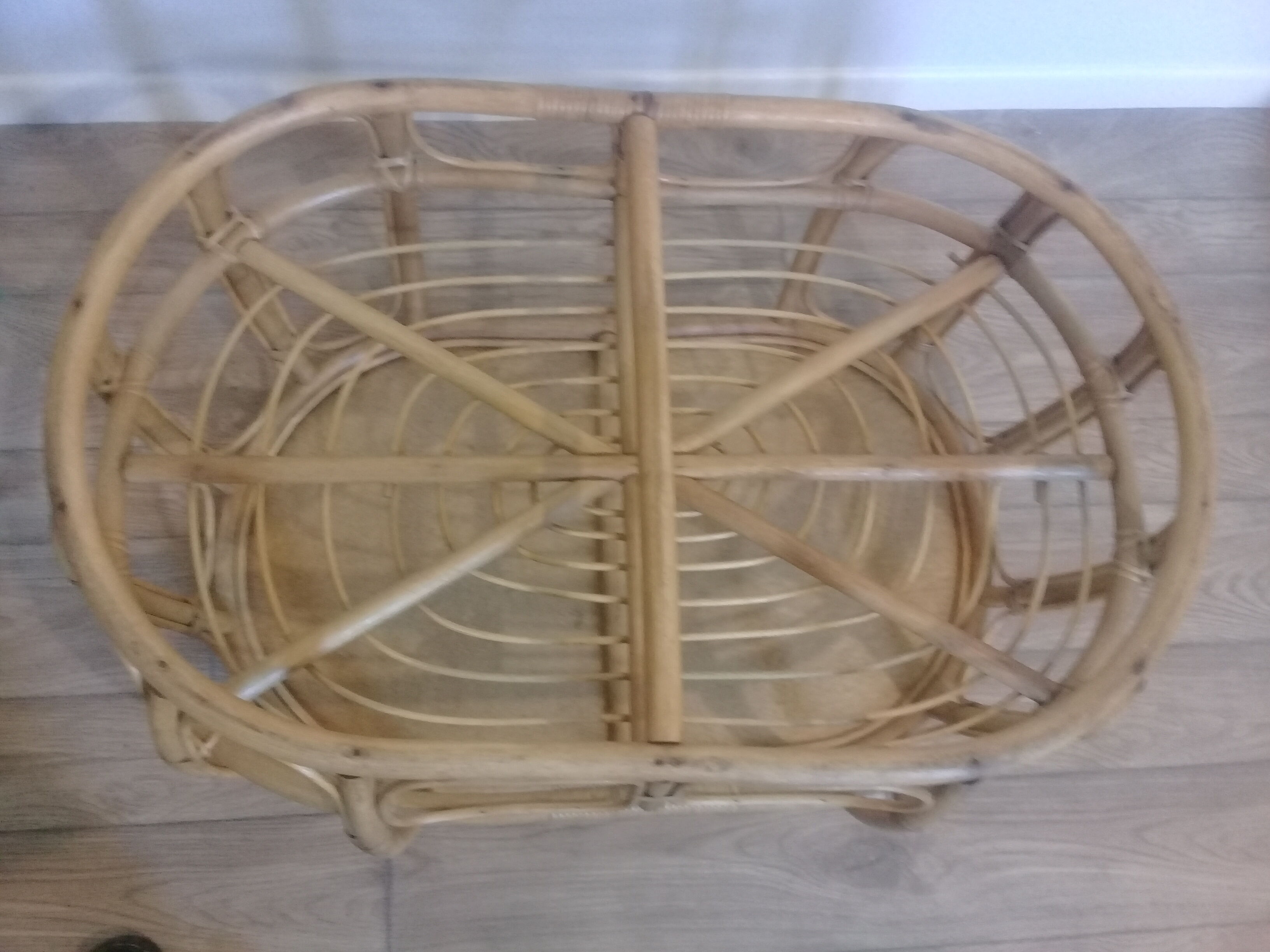 Table basse bambou et rotin vintage des années 70