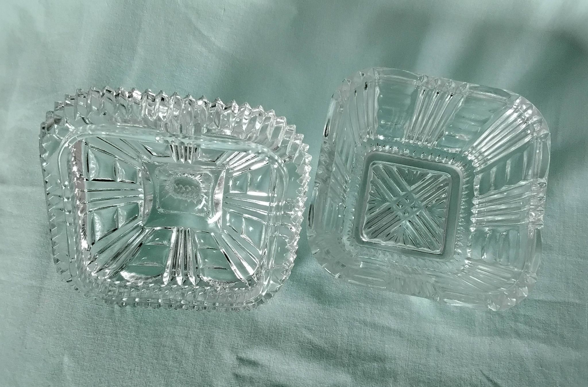 Cut glass sugar bowl