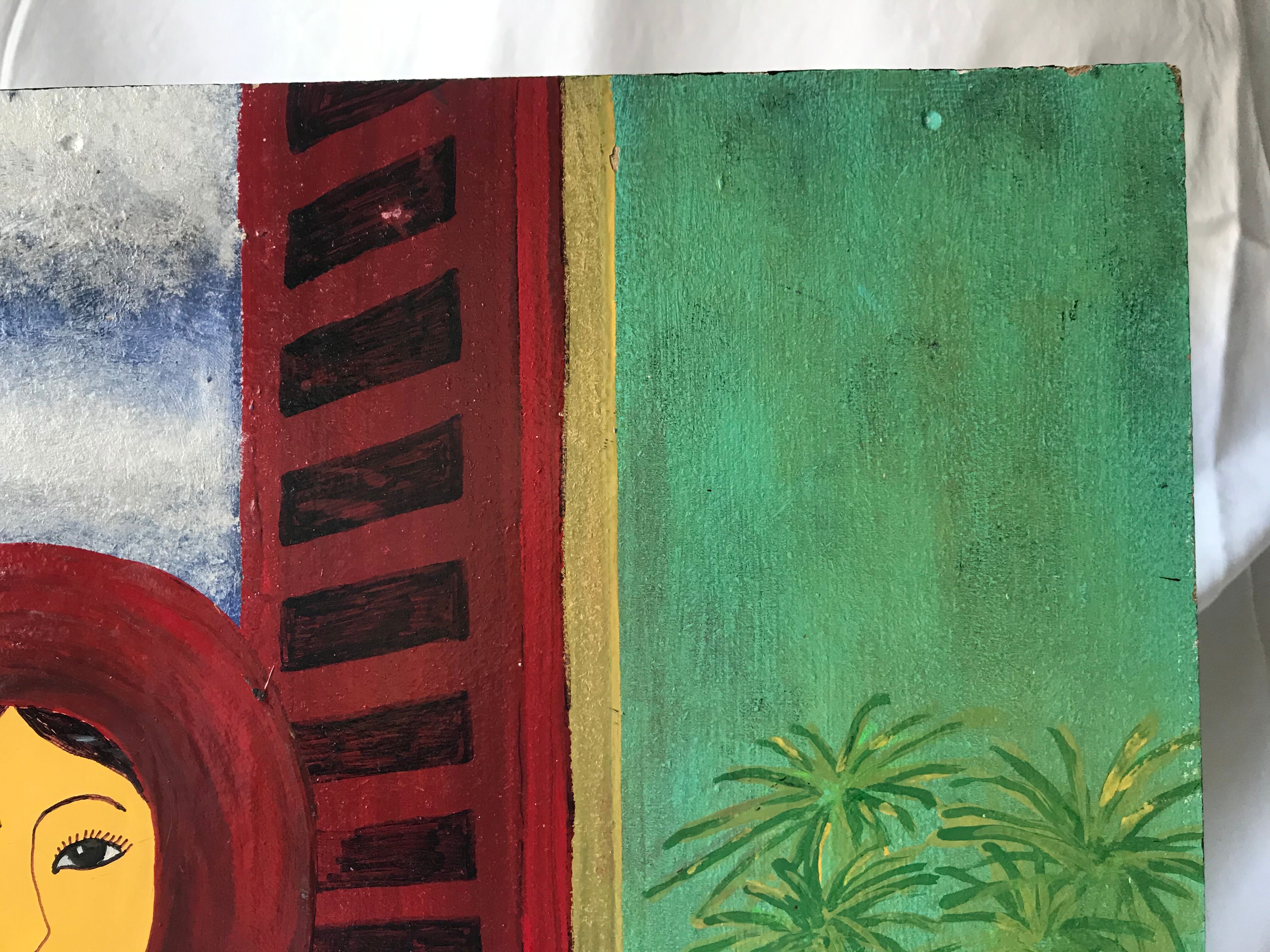 Painting oil Japanese interior scene