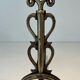 Pair of Brass and Wrought Iron Chenets with Triple Volute and Mount Torch Holders