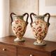 Pair of large earthenware vases from Gien – Polychrome floral decoration – 20th century