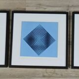 Trio Vintage Optical Art Tableaux - Victor Vasarely - Frames 40x40cm