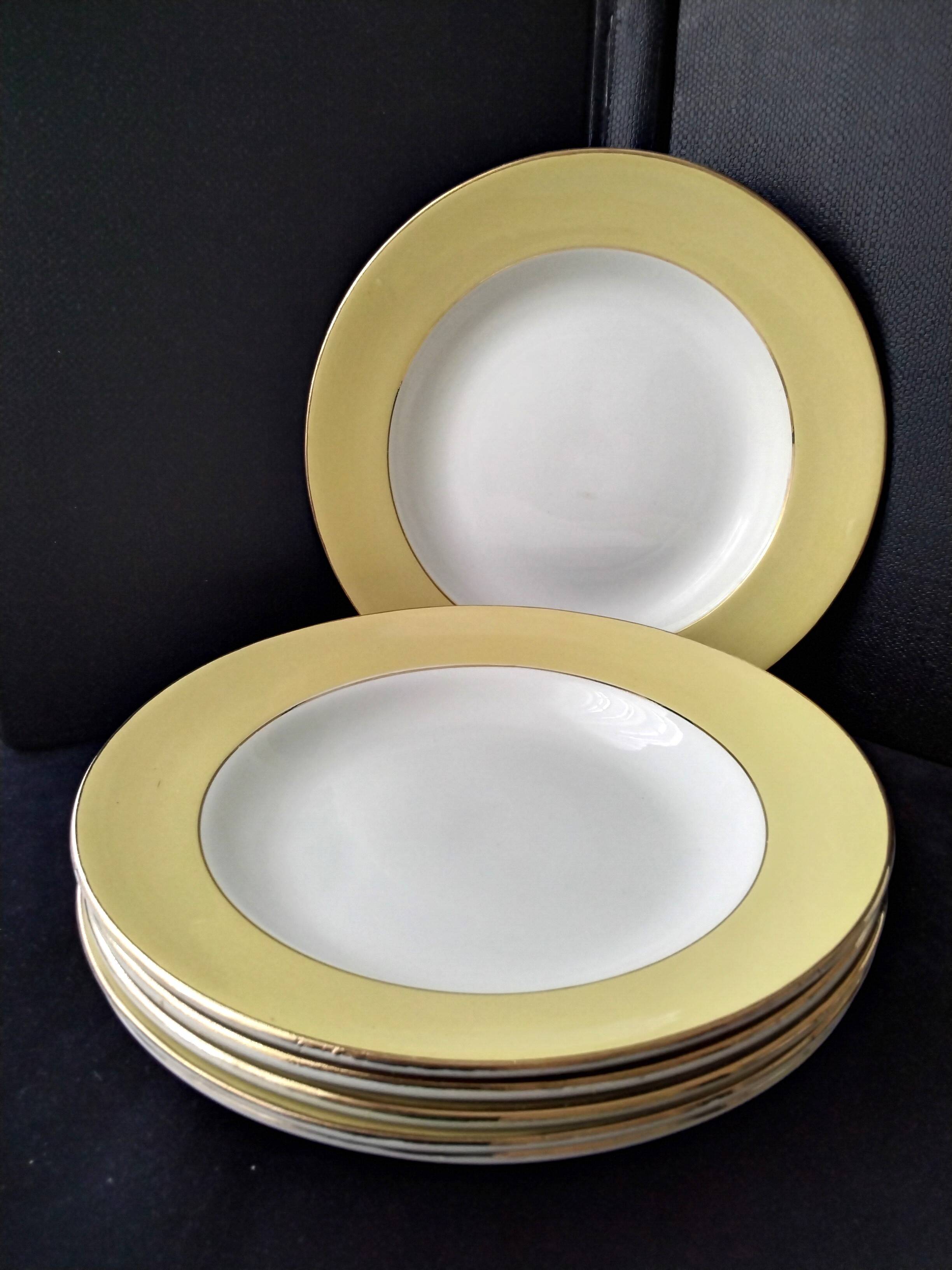6 St Amand earthenware soup plates, L'Amandinoise Model 7894