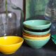Seven vintage slip ceramic bowls