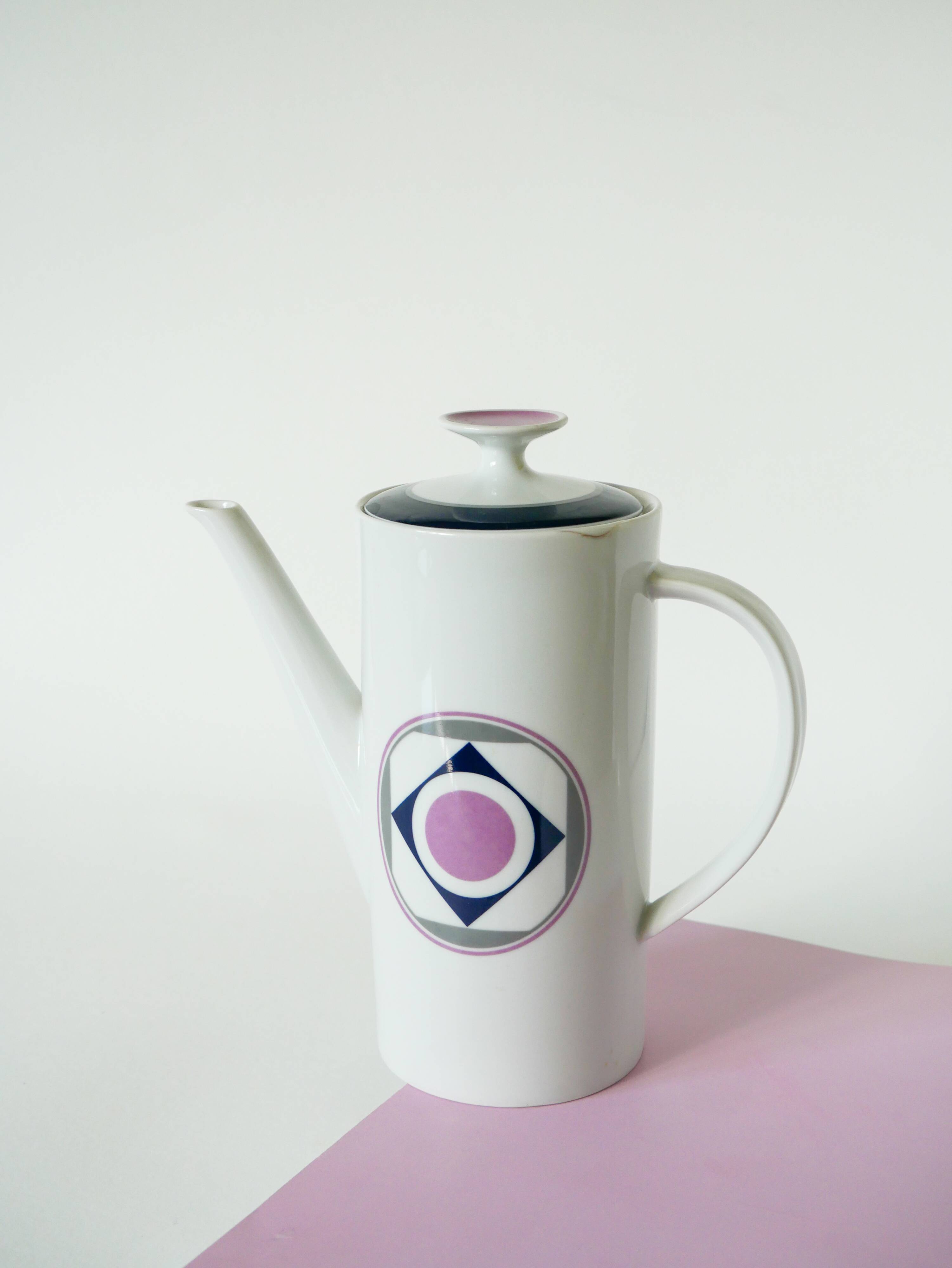 Set consisting of a teapot, sugar bowl and milk jug, Made in Germany, Colorful, Space Age, 1970