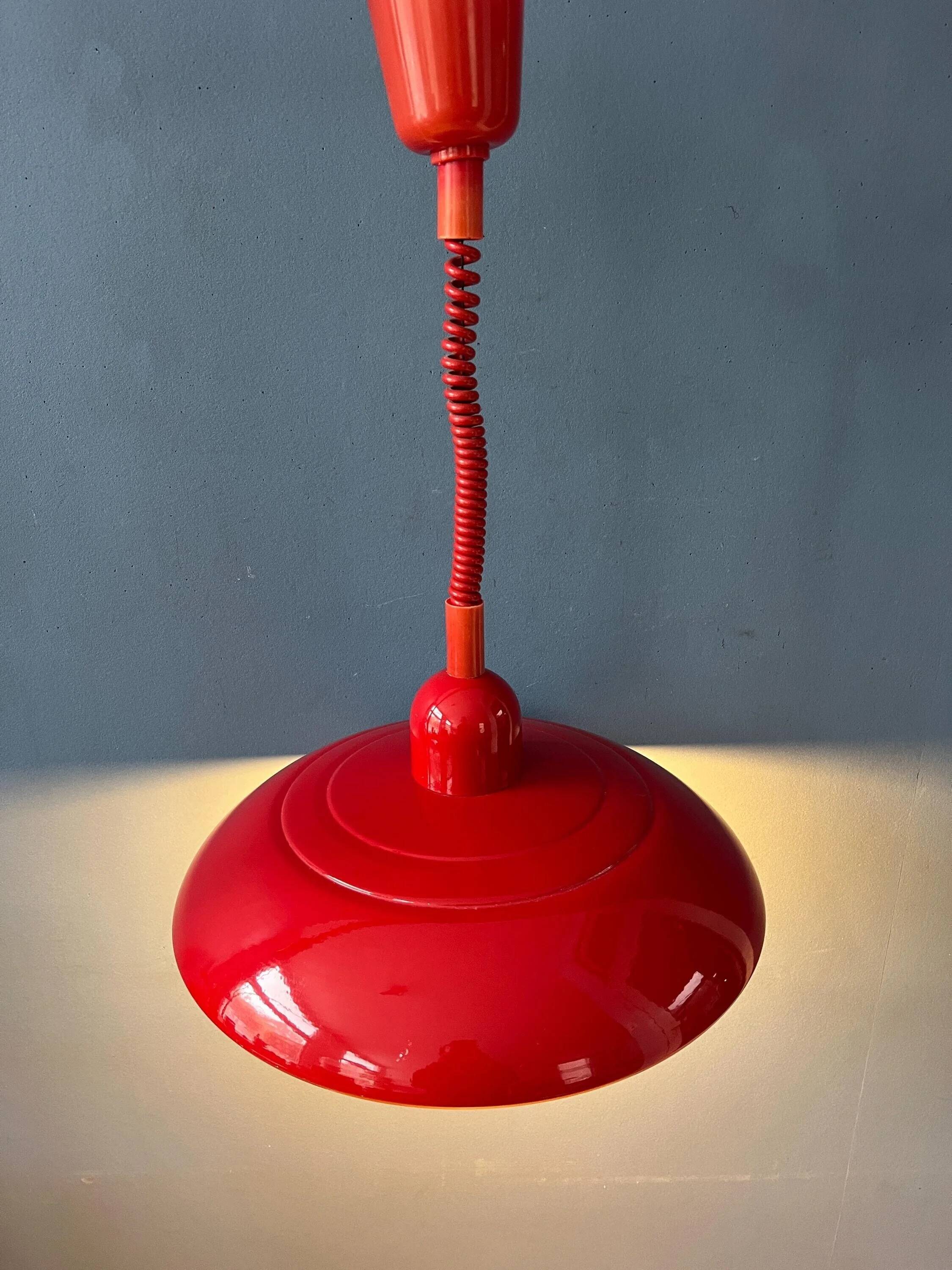 Vintage Space Age red metal pendant light
